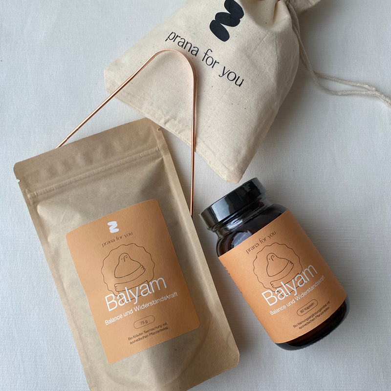 Immune set: Organic Balyam capsules & tea + tongue scraper