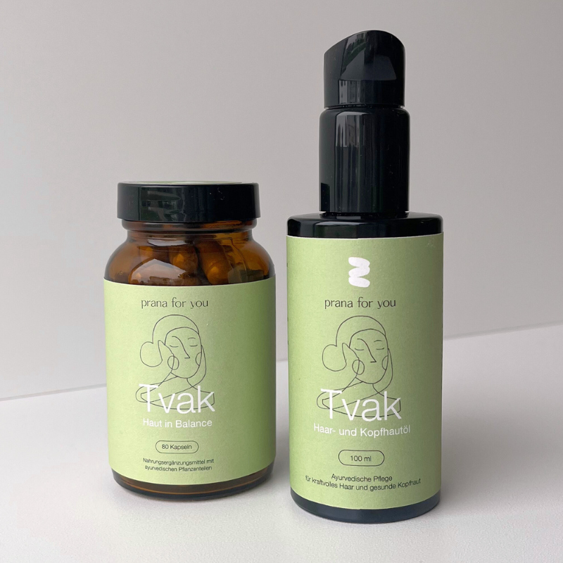 HAUT & HAAR SET: Tvak Nahrungsergänzung + Haar- und Kopfhautöl